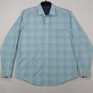 Bugatchi Shirt Men's XL (Size Tag Cut) Blue Long Sleeve Classic Fit